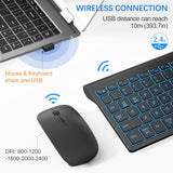 Combo de teclado y mouse inalámbricos retroiluminados ultra delgado...