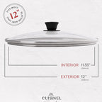 Cuisinel - Sartén de hierro fundido de 12 pulgadas con tapa, sartén