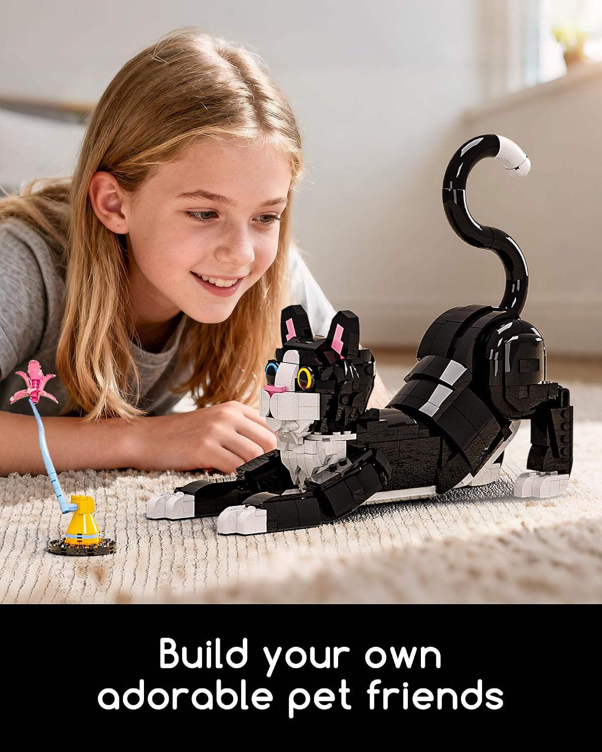 Juego de construcción de gato esmoquin 3 en 1, construye un gato, perro o conejo