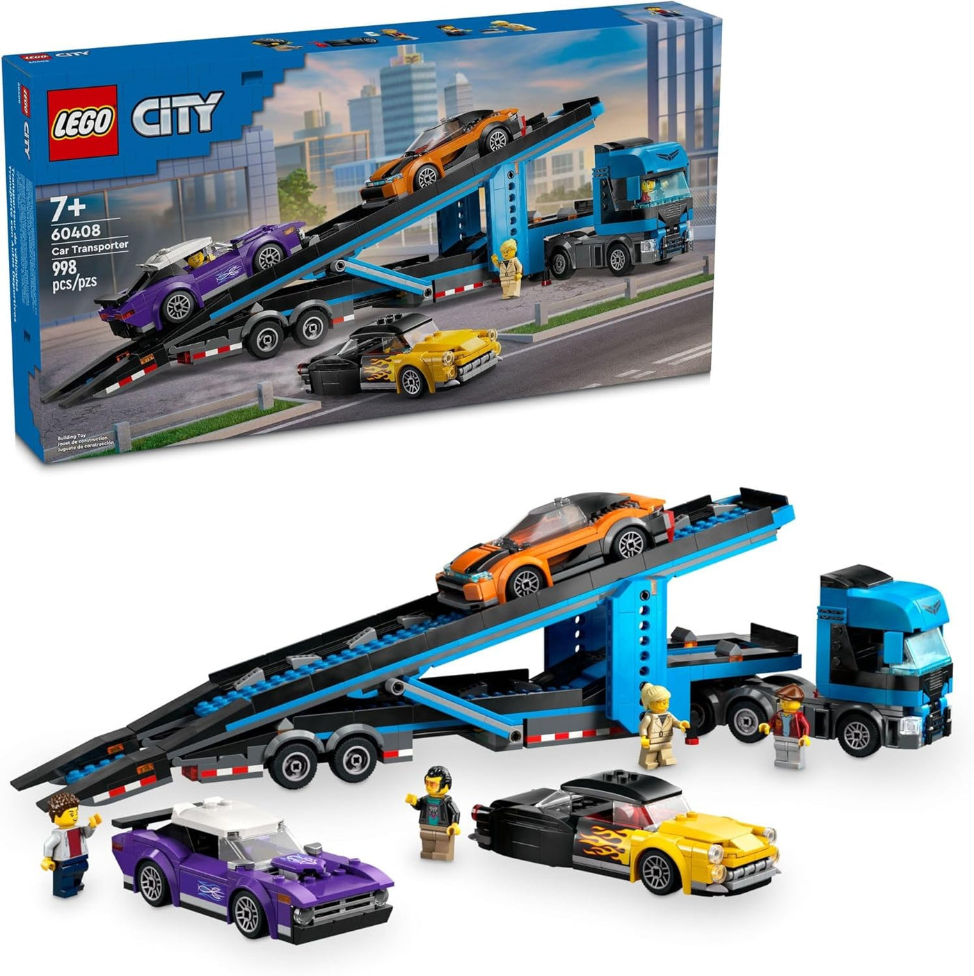 LEGO Camión transportador de autos urbanos con coches