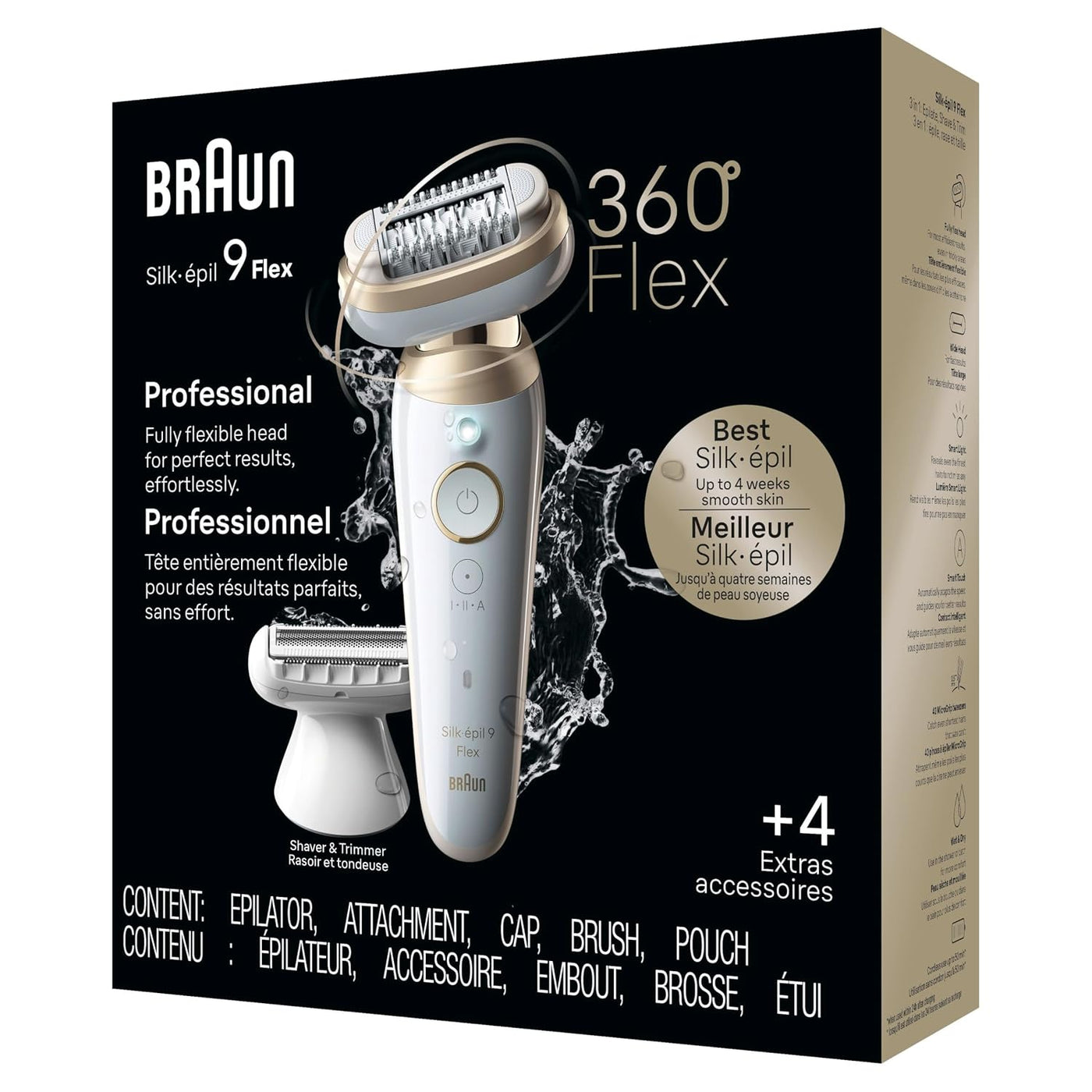 Braun Silk-épil 9 Flex Depiladora 360 Flex y cabezal pivotante, húm...