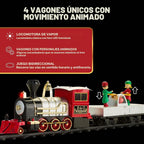 FAO Schwarz Juego de tren navideño motorizado de 30 piezas con pista de 18