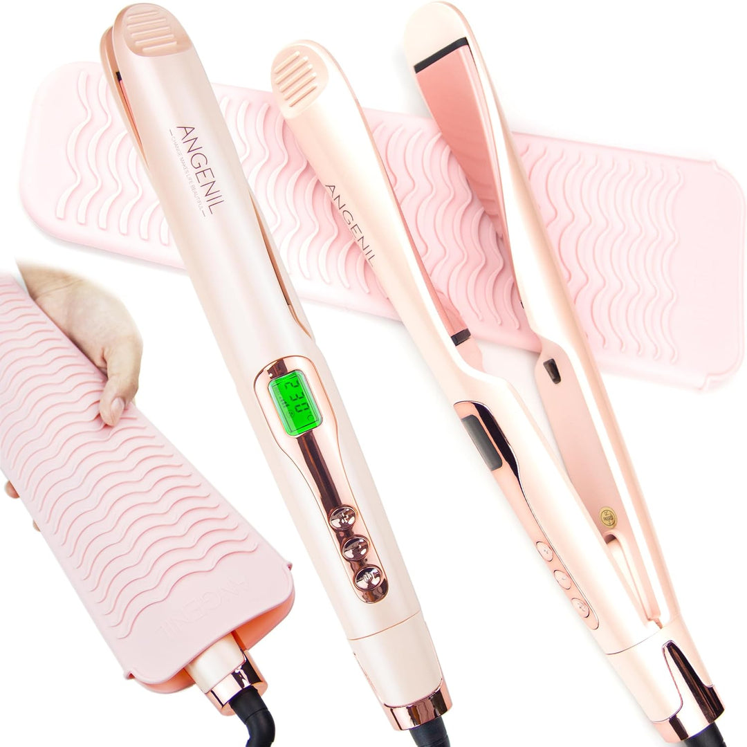 ANGENIL Alisador y rizador de cabello profesional 2 en 1, plancha p...