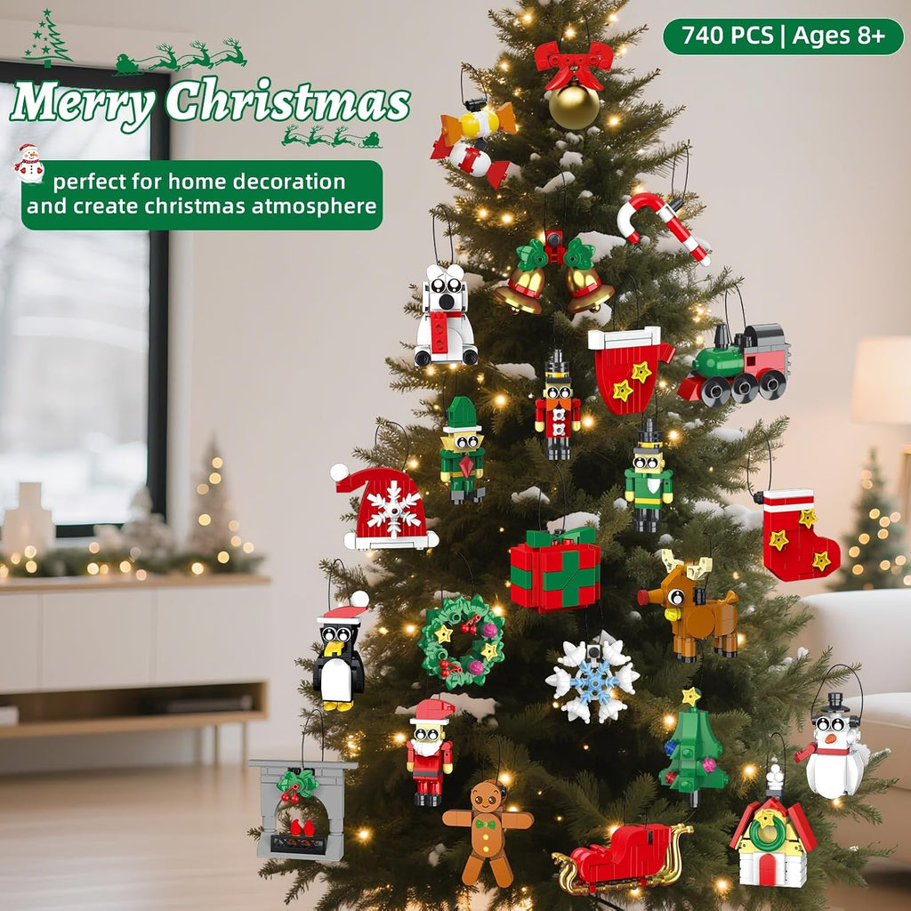 Calendario de Adviento 2026, adornos de Navidad, juego de construcción compatible con Lego, corona de Papá Noel, pan de jengibre, reno, juguete de construcción 24 en 1, cuenta regresiva de 24 días para juguetes de Navidad, regalos para niños y niñas
