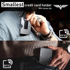 Cartera minimalista con bisagras mejorada para hombres, cartera con bloqueo RFID