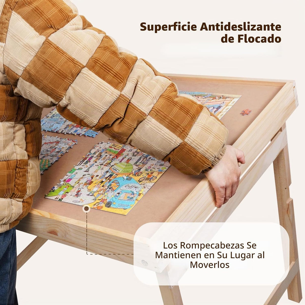 Mesa de rompecabezas con patas, 2 cajones y 6 bandejas de