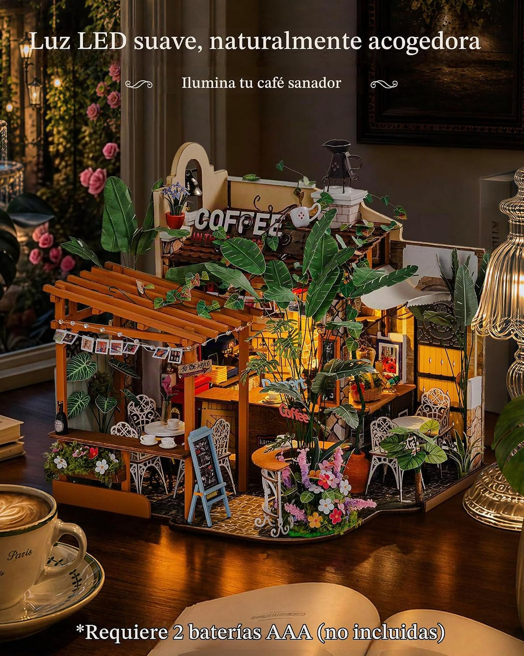 Rolife Kit de cafetería en miniatura de bricolaje para adultos-Leafree Café