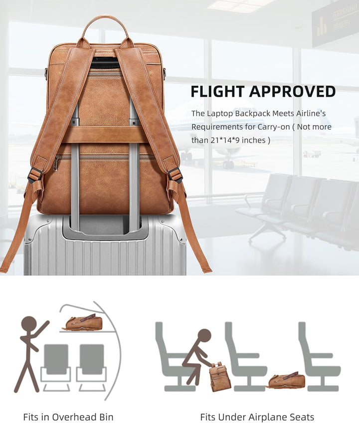 SYTRAH - Mochila de cuero para laptop para mujer, bolso de laptop d...