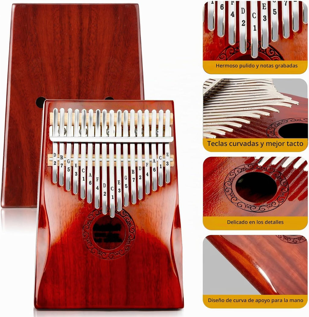 Kalimba Piano de Pulgar, YUNDIE Portátil de 17 Teclas Mbira Piano de Dedo con Martillo de Afinación e Instrucciones de Estudio, Instrumento Musical Regalo para Adultos Principiantes Profesionales