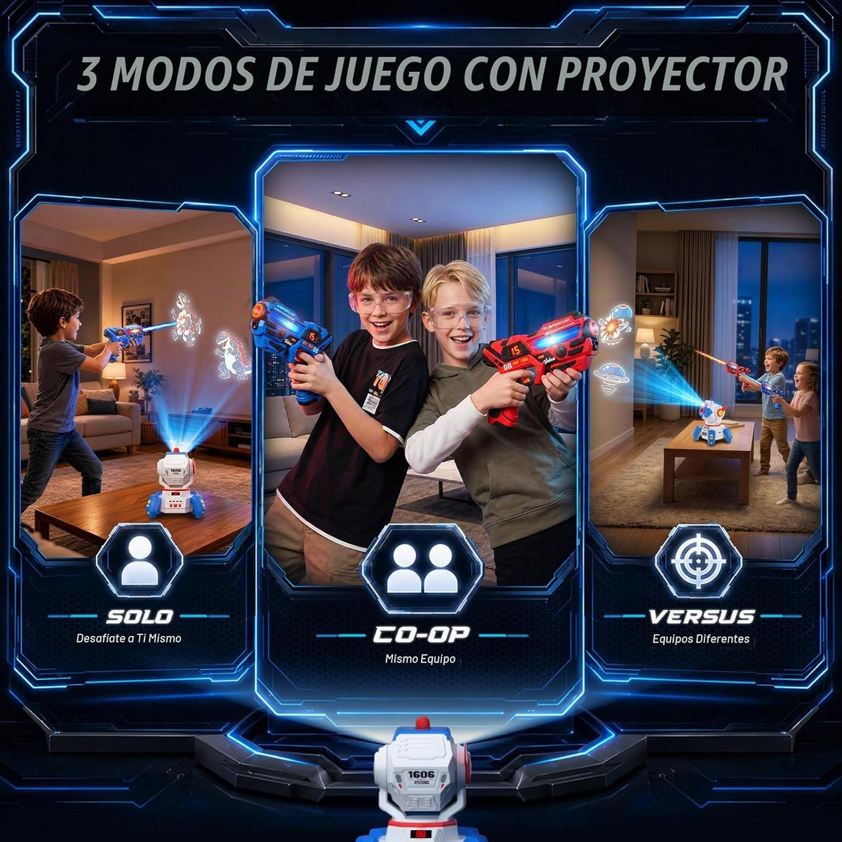 VATOS Juego de etiquetas láser de proyección recargable (2 pistolas láser +