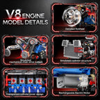 Kit de modelo de motor V8 que funciona, kit de motor muscular avanzado de