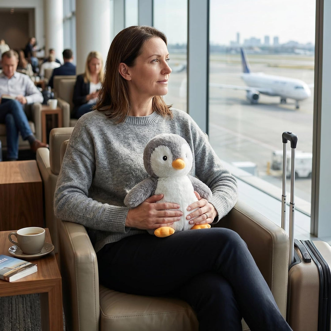 WEIGEDU Peluche de pingüino rey con ojos bordados, juguetes de pelu...