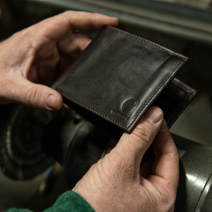 Carhartt Carteras duraderas de cuero marrón aceitado para hombre, d...