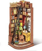 Rolife Kit de Rincón de Libros DIY Estudio de Esquina Silenciosa, Rompecabezas 3D Sujetalibros Británico Creativo Decoración de Estantería para Adultos, Kits en Miniatura de Casa Pequeña Kits de