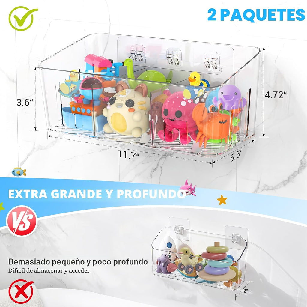 Almacenamiento de juguetes de baño, 4 paquetes, soporte grande para