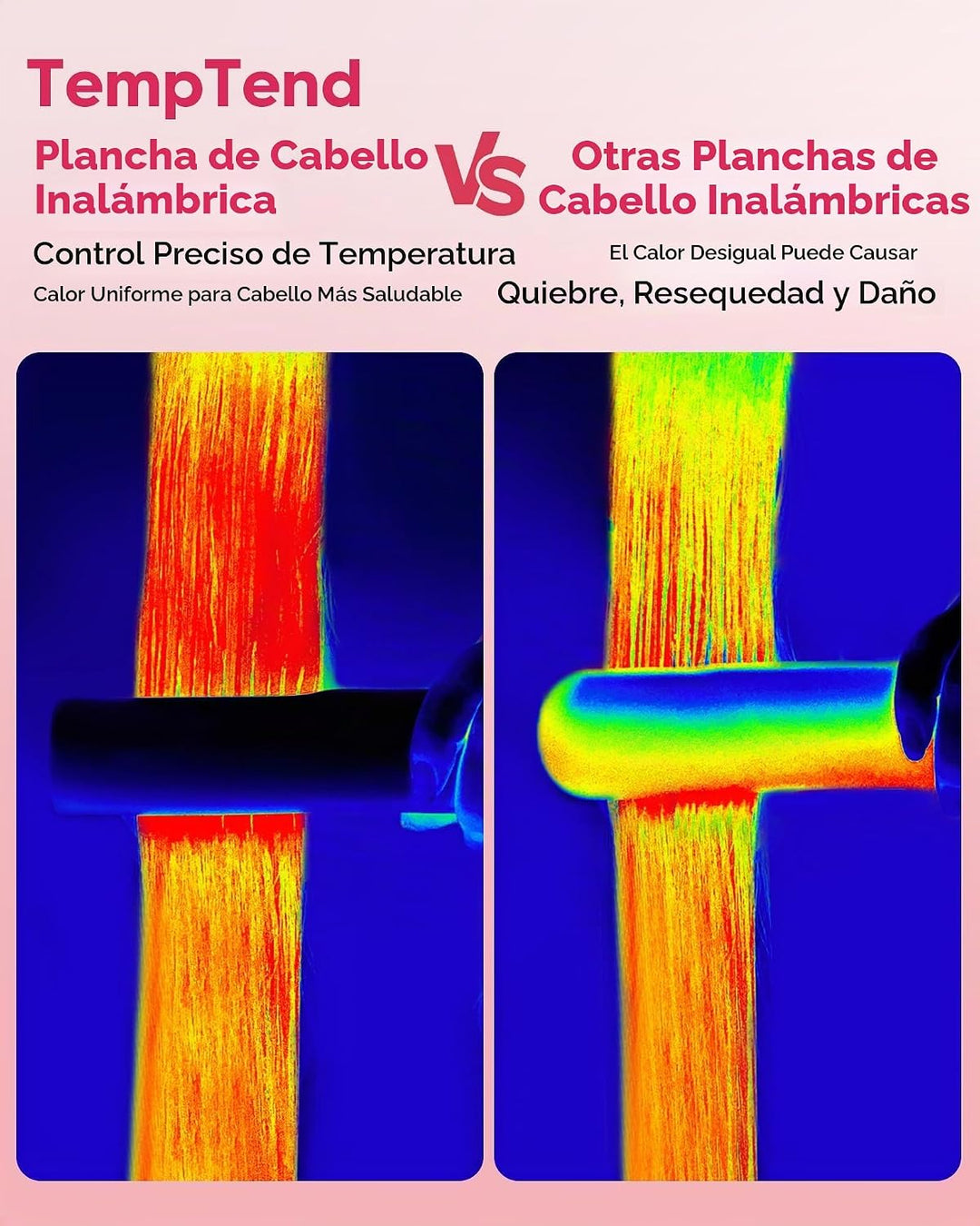Cepillo alisador de cabello inalámbrico, alisador portátil con cuid...