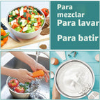P&P CHEF Juego de 6 cuencos de acero inoxidable con tapas, multicolor
