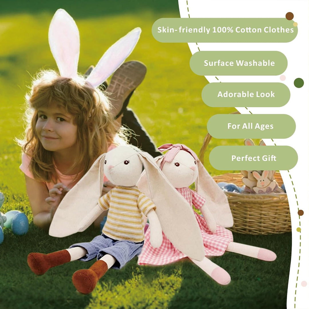Mikee Fluffie Peluche de conejo de 15 pulgadas para bebé, muñeca de...