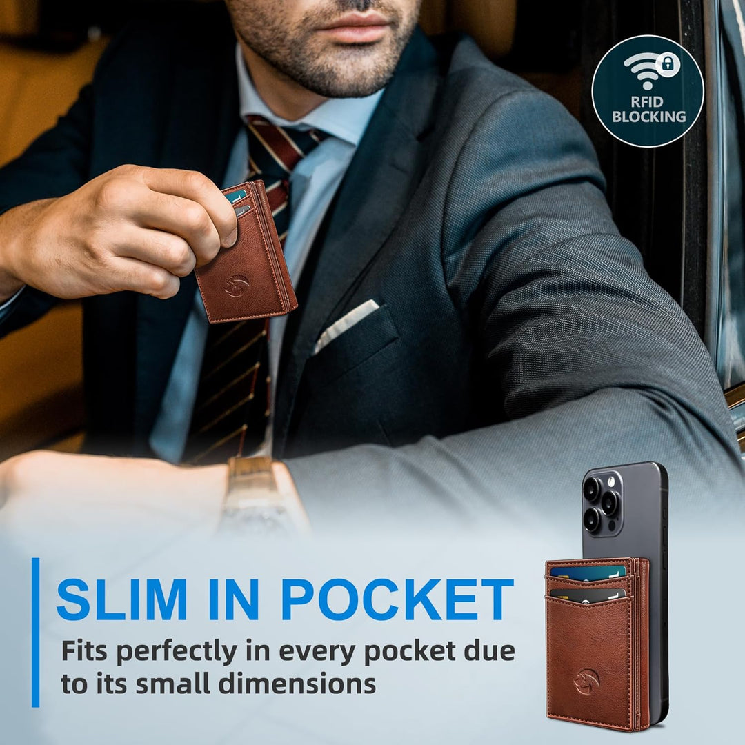Housmai Billetera de cuero triple para hombre, con bolsillo para ef...