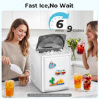 Encimera para hacer hielo, 9 balas de hielo en 6 minutos, 27 libras/24