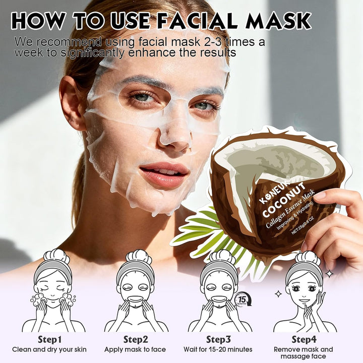 KONEUK Paquete de 18 mascarillas faciales con forma de fruta, cuida...