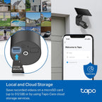 Tapo Cámara de seguridad inalámbrica para exteriores SolarCam 1080p, kit, Negro