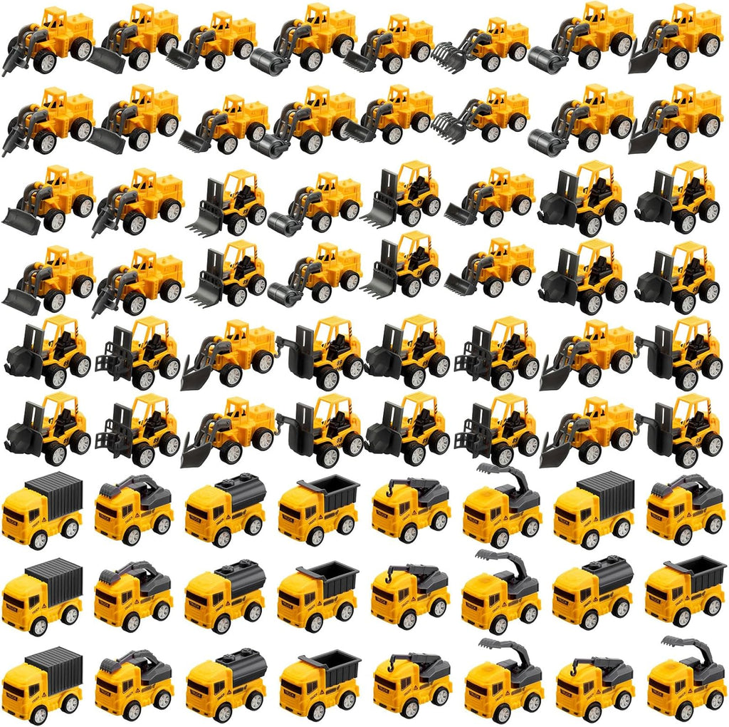 Libima 72 piezas de juguetes de construcción para recuerdos de fiesta de construcción, vehículos de lucha contra incendios, tractores, camiones militares, juguetes pequeños de arena, juguete de excavadora para regalo de cumpleaños, 16 estilos (vehículos d