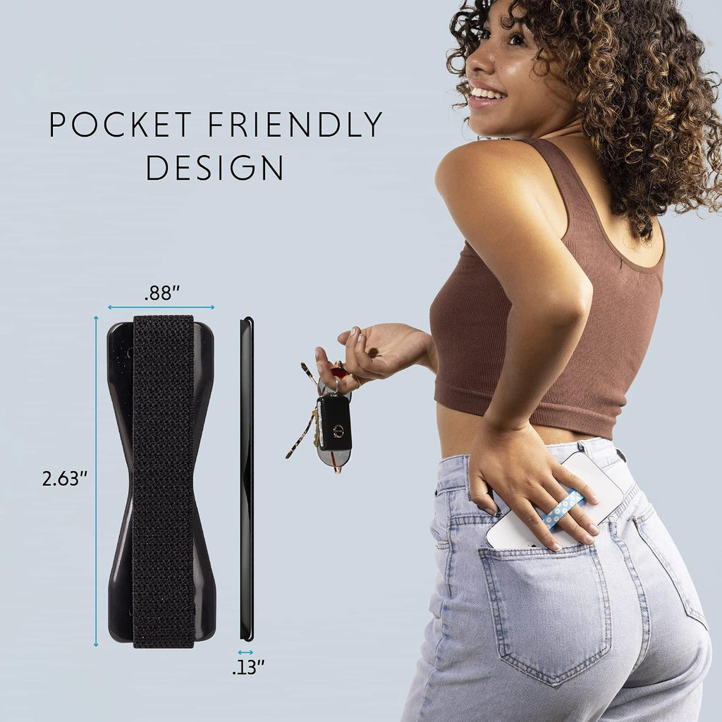 LOVEHANDLE Paquete de 3 agarraderas originales para teléfono, correa y base negras