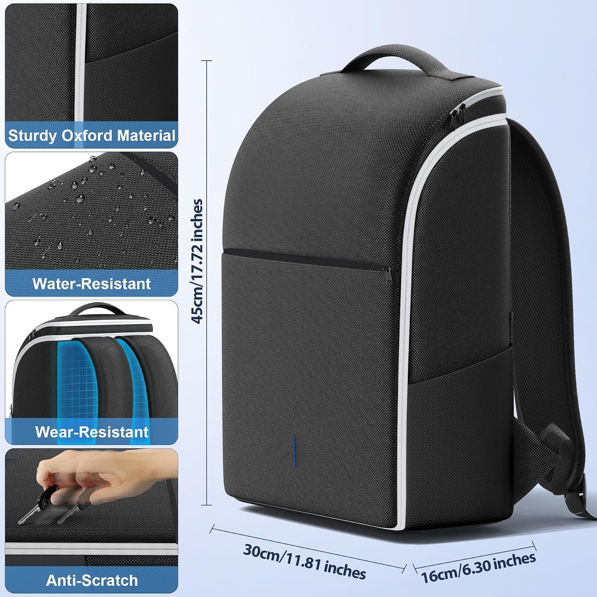 LVVIL Mochila para consola PS5/Slim/Pro, funda de transporte de protección completa para PS5, bolsa de viaje, bolsa de almacenamiento PS 5 de gran capacidad para controladores duales, portal PS, portátil, tarjetas de juego, kits de accesorios Sony PSP