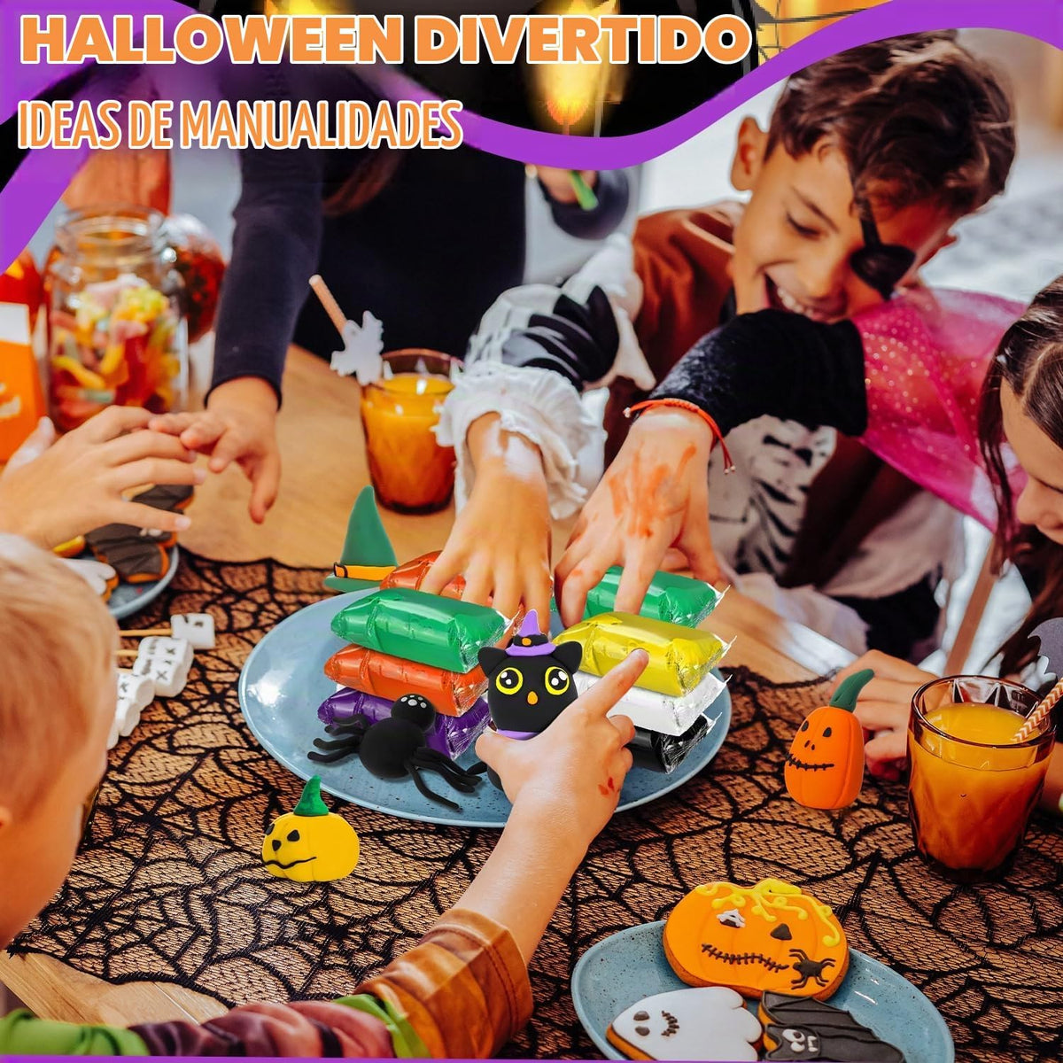 WinnerWhy 72 piezas 1130g de arcilla de secado al aire para modelar, arcilla mágica ultra ligera para niños, para DIY, para esculpir, regalo escolar de secado al aire (color de Halloween)