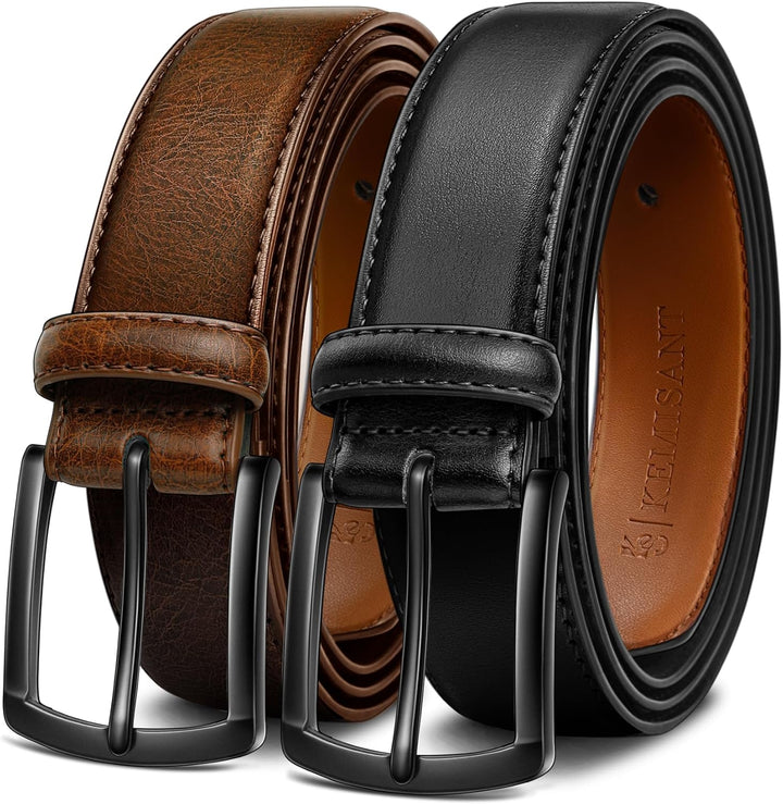 KEMISANT - Cinturón de cuero genuino para hombre, paquete de 2, par...