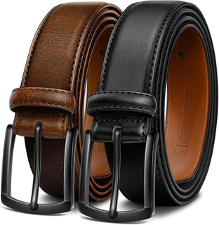 KEMISANT - Cinturón de cuero genuino para hombre, paquete de 2, par...