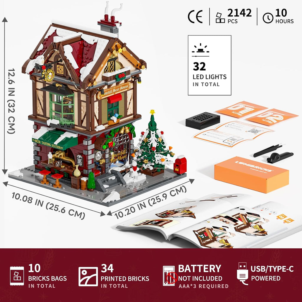 Lumibricks Juego de construcción de iluminación de pub navideño - 2142 Pcs