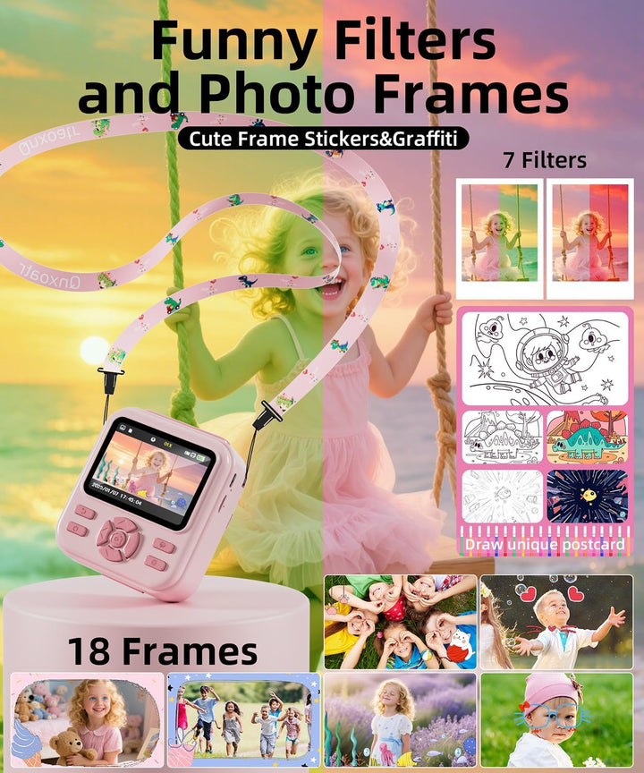 Cámara de impresión instantánea para niños y niñas, cámaras HD de 4...