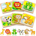 Benresive Rompecabezas de madera para niños pequeños, 12 piezas de...