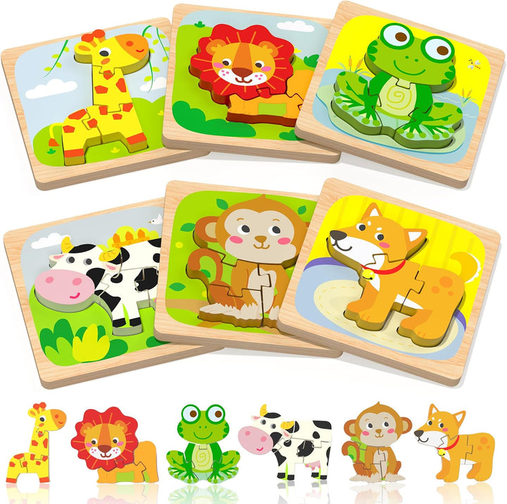 Benresive Rompecabezas de madera para niños pequeños, 8 piezas de j...