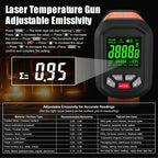Termómetro infrarrojo tipo pistola FKM de alta relación 50:1 -58°F ~ 3272°F