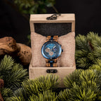 BOBO BIRD Reloj de madera de cuarzo para hombre, acero inoxidable, aleación de sándalo rojo, reloj de pulsera para hombre, función clásica, cronógrafo, manecillas luminosas, visualización de fecha de