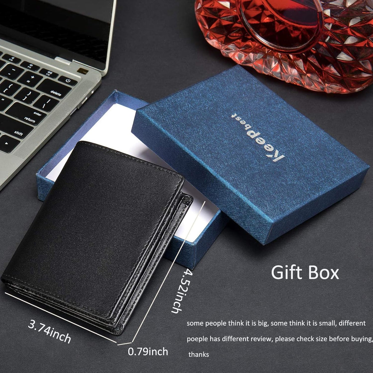 Cartera de cuero para hombre, plegable vertical, con bloqueo RFID,...