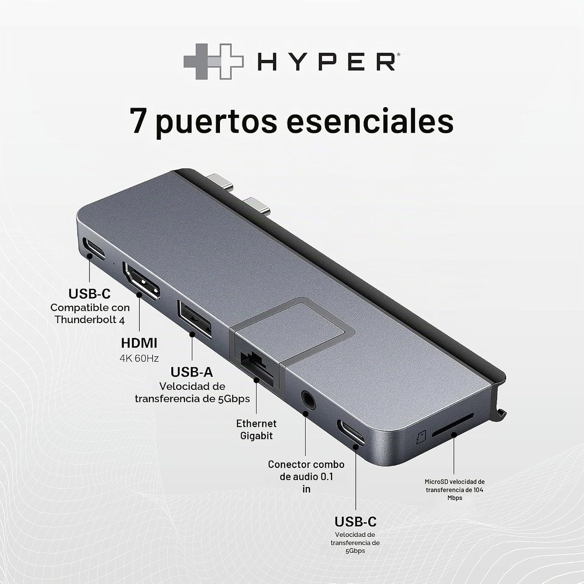 Hyper, HD575-SIL, hub USB 4