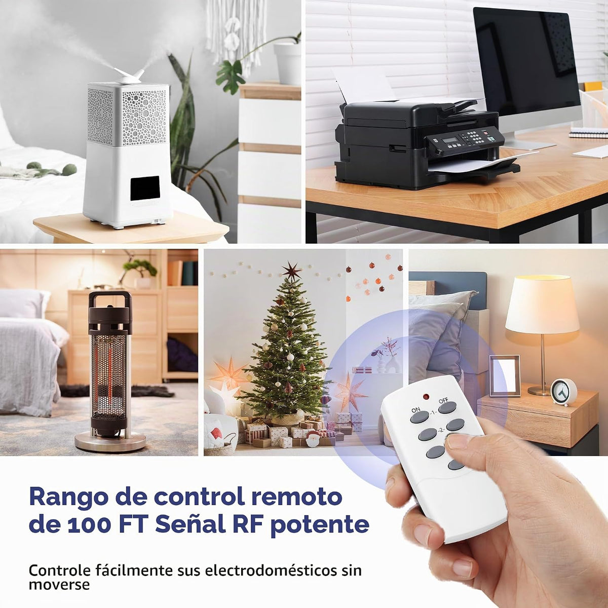 BN-LINK Regleta de control remoto con 3 tomacorrientes independientes, 3
