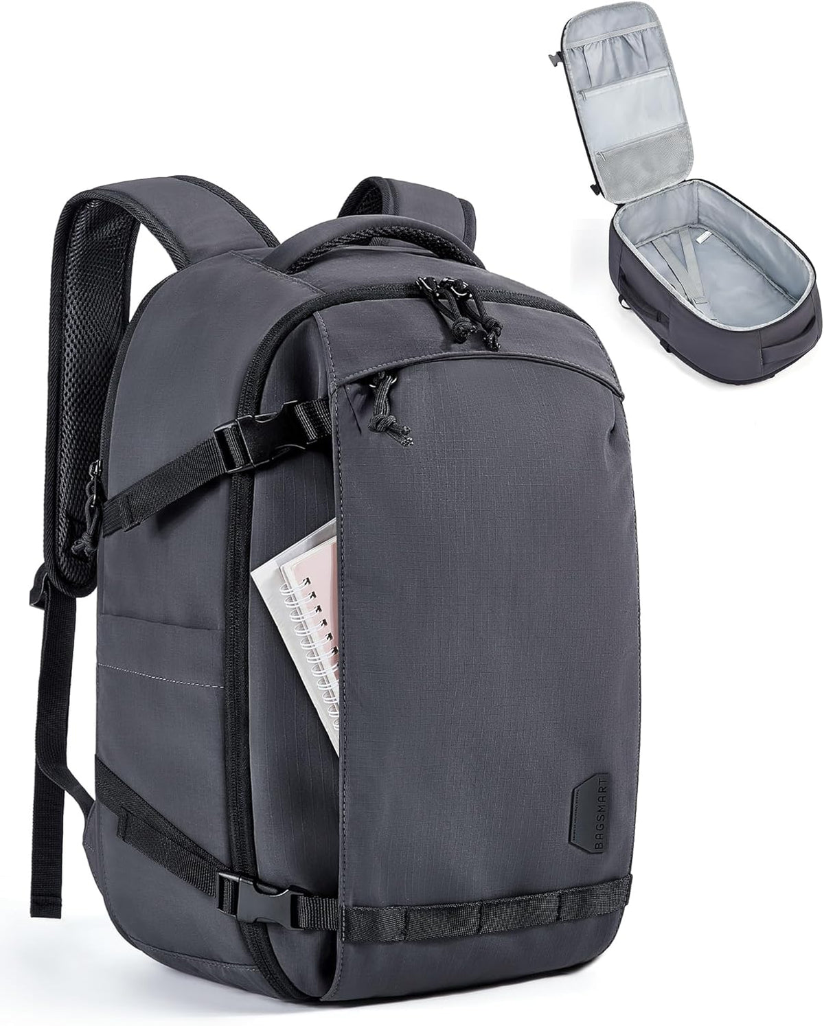 BAGSMART - Mochila de viaje para mujer, bolsa de transporte de 15.6 pulgadas, Carbón, 15,6 pulgadas