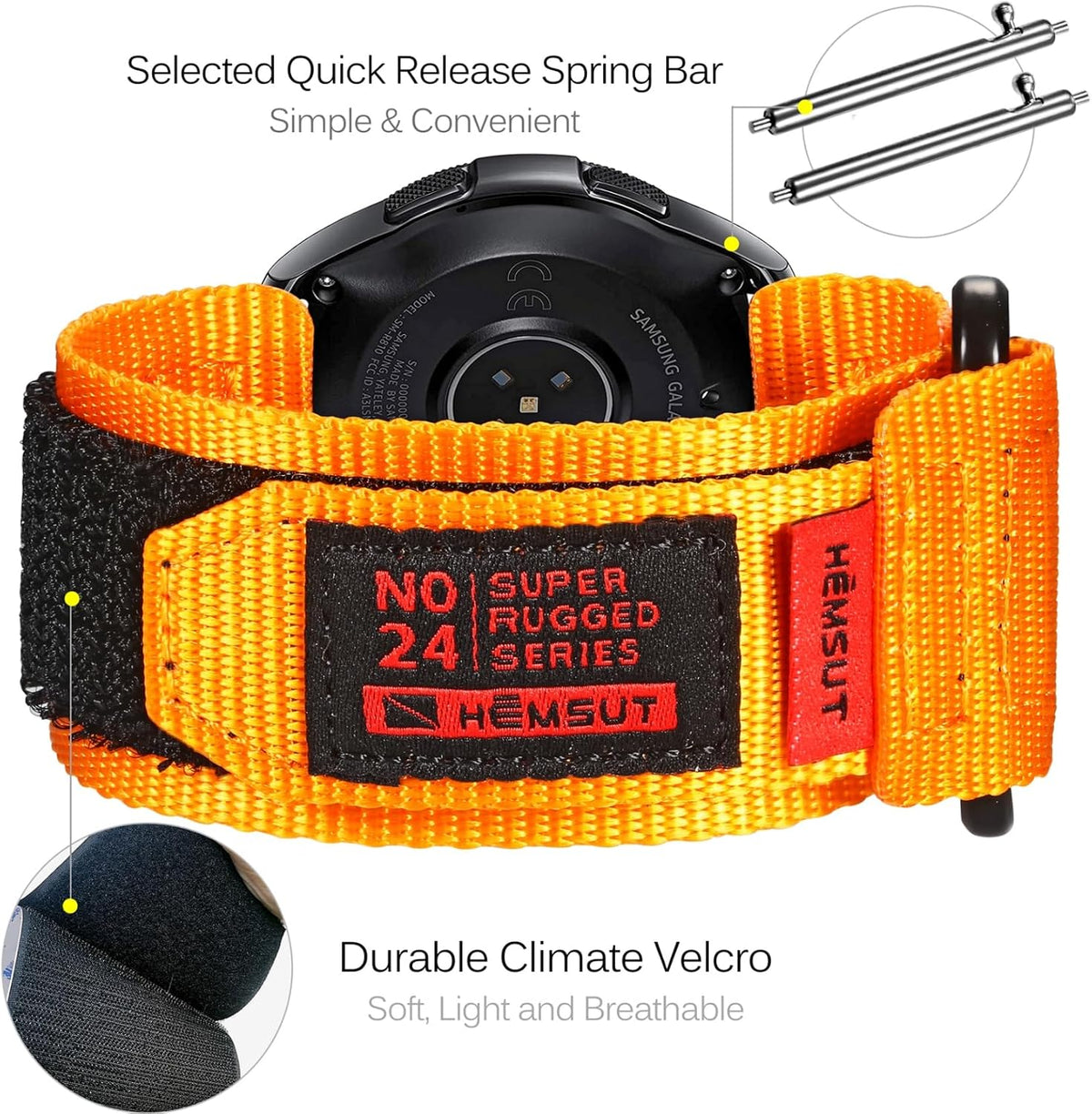 Correa de reloj de liberación rápida de 0.709 in compatible con Garmin Venu 3S / Vivoactive 4S / Venu 2S / Vivomove 3S, Forerunner 255s/265S Correa de repuesto de nailon con velcro