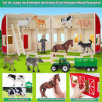 Juguetes de granero de madera para niños pequeños de 3, 4 y 5 años, juguetes de animales de granja para niños y niñas