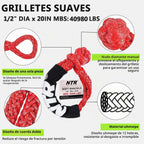 Cuerda de remolque de recuperación cinética de 1-1/8 pulgadas x 30 pies (37,480 libras), con 2 grilletes suaves UHMWPE (40,980 libras), correa de tracción todoterreno resistente, kit de