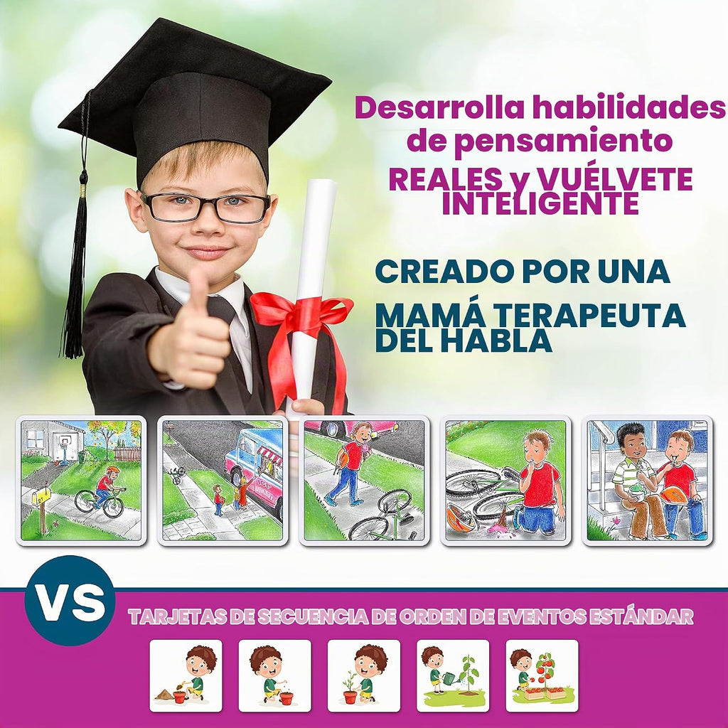 Story Cues - Tarjetas de secuenciación especializada, materiales de terapia del habla, juego de habilidades sociales, juegos de estudiantes de idioma inglés, tarjetas de narración de