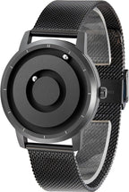 EUTOUR Reloj analógico de cuentas magnéticas, correa de acero inoxidable y diseño único de puntero, relojes magnéticos unisex, reloj magnético súper fuerte para hombre