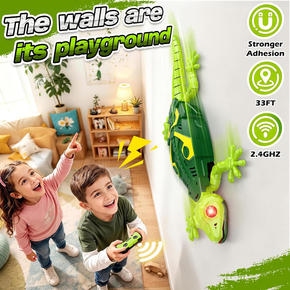 Rcfunkid RC Wall Crawler Gecko Escalada Gecko Juguete 360° Giratorio