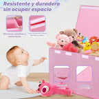 Caja de juguetes extra grande con tapa, cofre de almacenamiento plegable, 40"x16"x16" Rosado