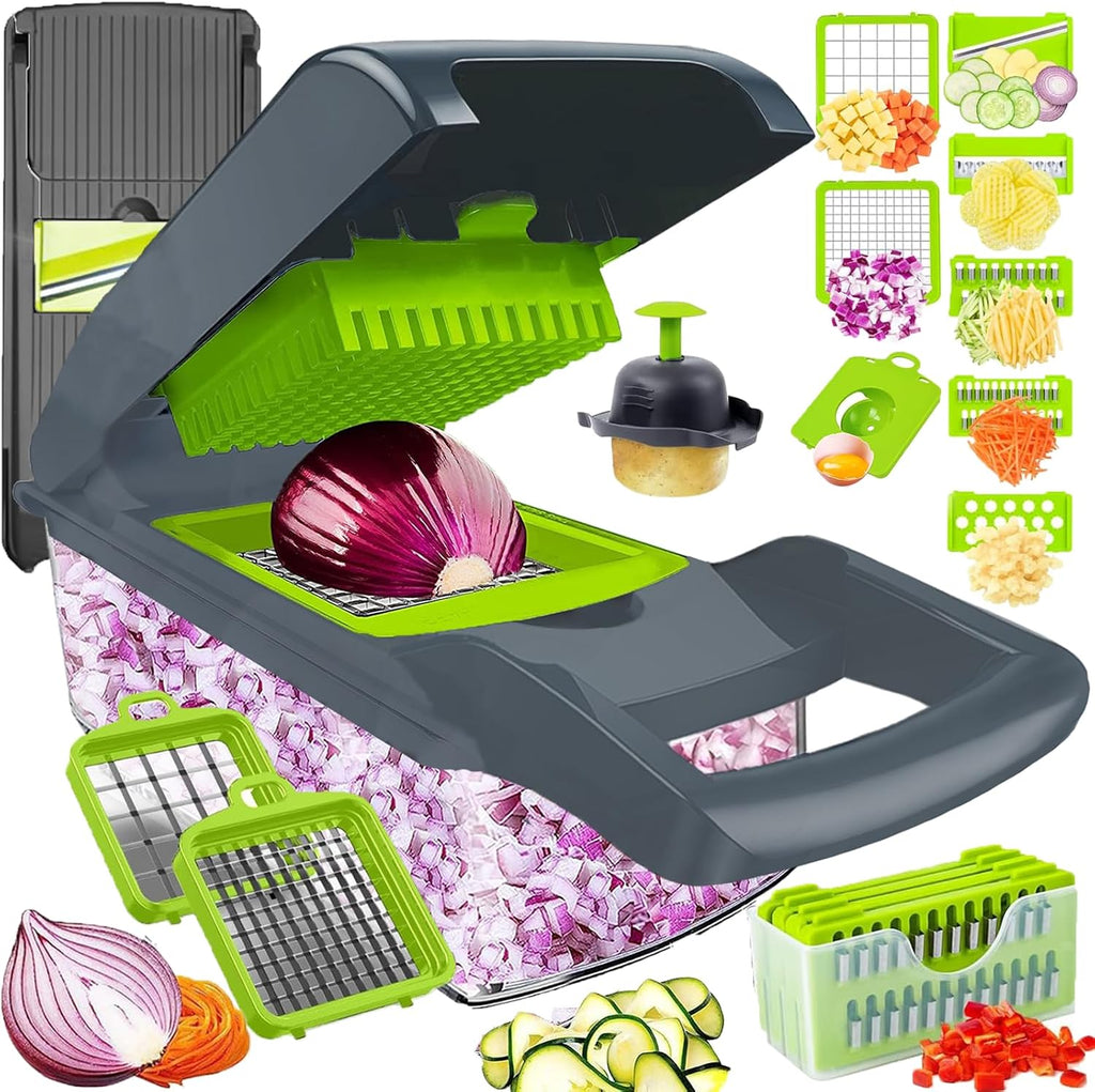 Picador de verduras, picador de cebolla, picador de alimentos multifuncional 13 en 1, cortador de verduras de cocina, picador de verduras